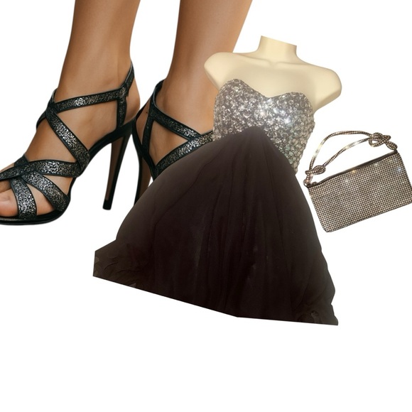 Strapless Sequin Black Dress - Picture 11 of 14